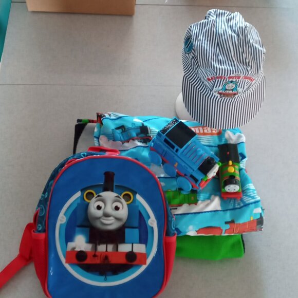 Thomas the Tank engine bundle toys, sheets, hat, cars, knapsack, throw - Picture 5 of 13
